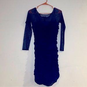Royal Blue Body Con Ruffle Long Sleeve Dress Mark Zunino
